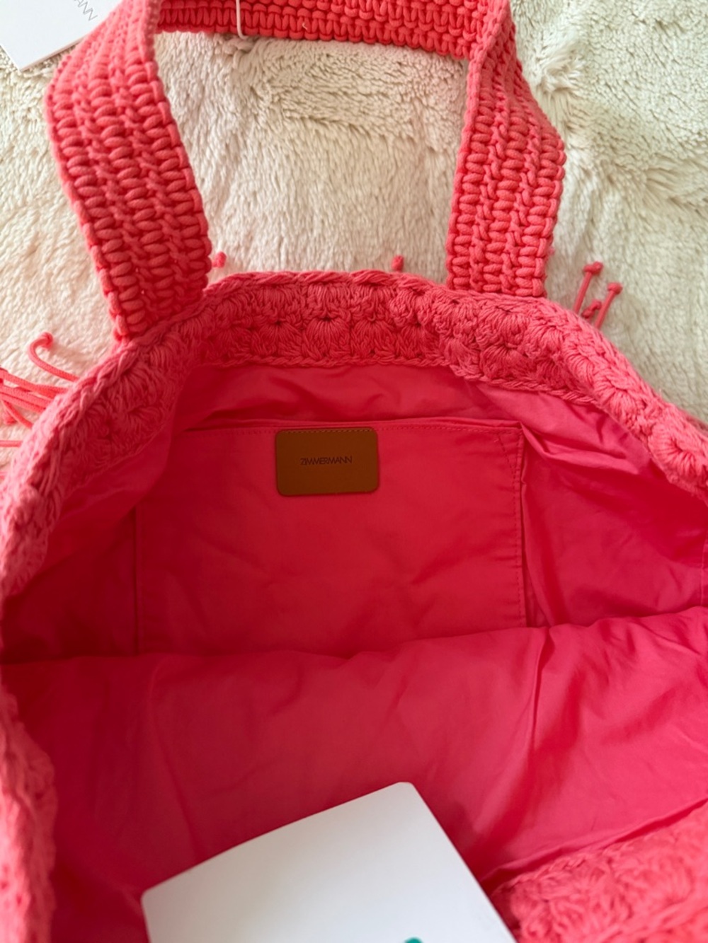 Zimmermann Pink Crochet Tote Bag - Picture 4 of 5